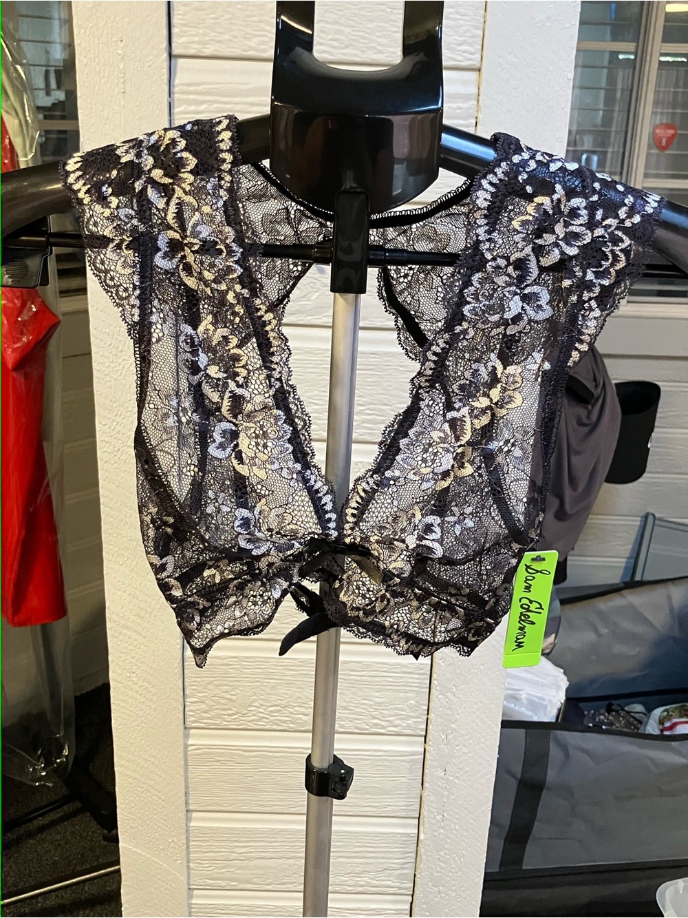 Lace Floral Bralette - Black & White